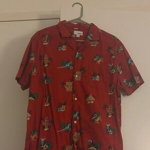 Sonoma Red Tropical Print Men's Casual Shirt